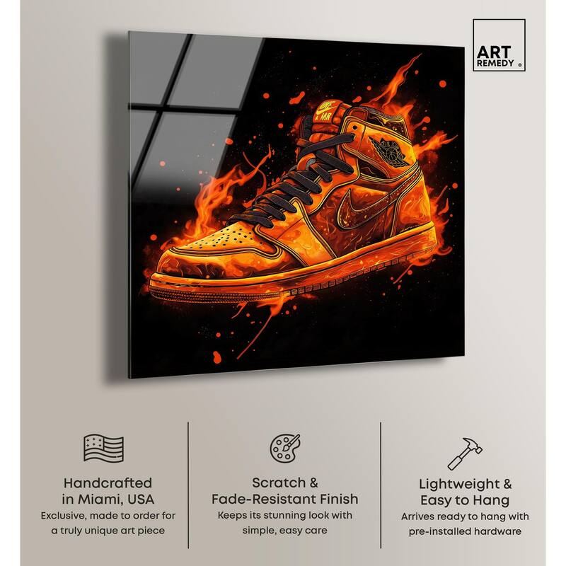 Jumpman on Fire I Acrylic by Art Remedy, Ready to Hang