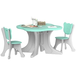Kids Table and Chairs Set, 3 Piece Toddler Table and Chair Set for 3-6 Years Old, Light Blue - Light Blue