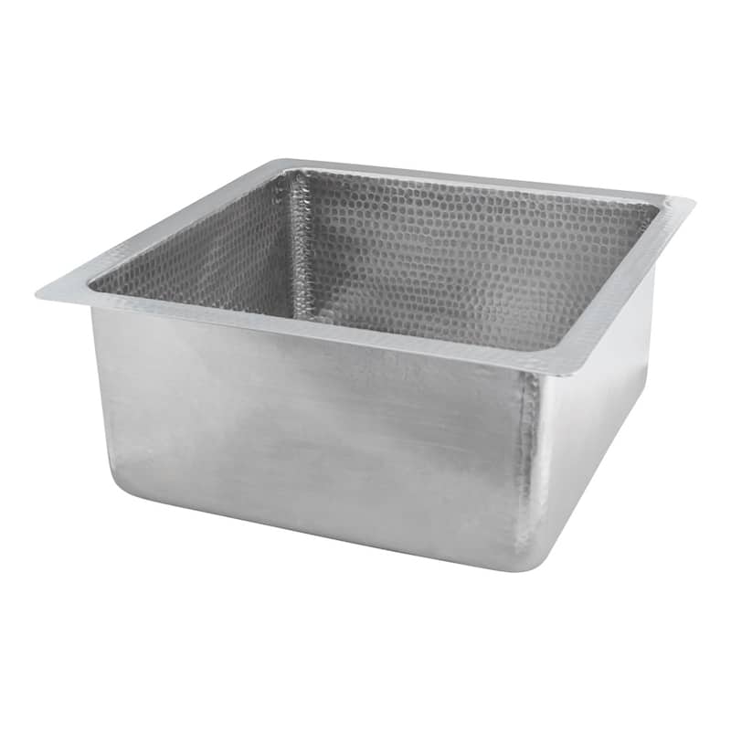 16-in Square Hammered Copper Bar/Prep Sink in Nickel w/ 3.5-in Drain Opening (BS16EN3)