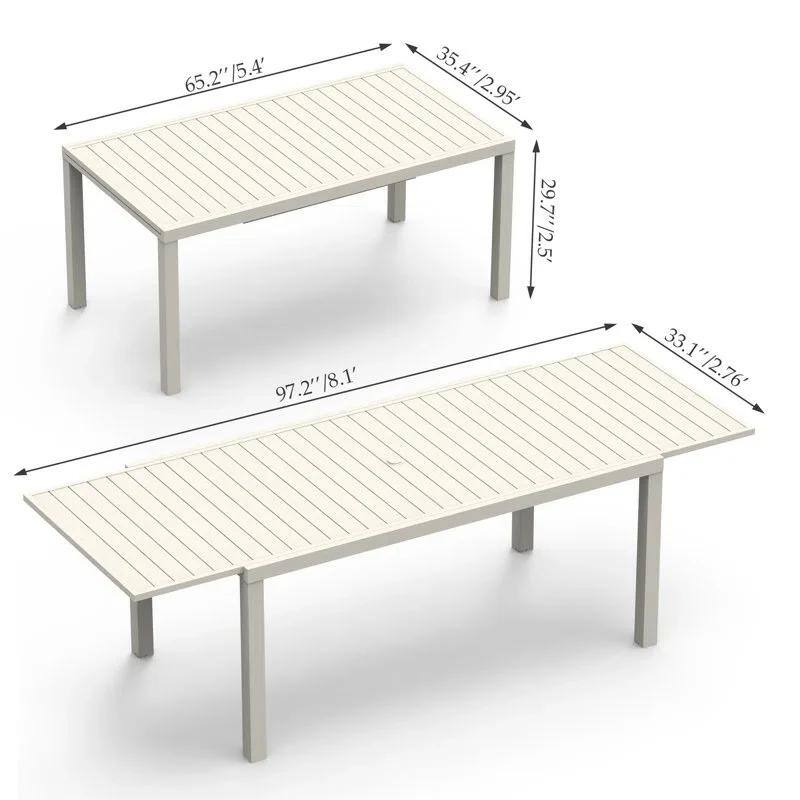 Domioutdoorliving 97.2"L Extendable Aluminum Outdoor Dining Table