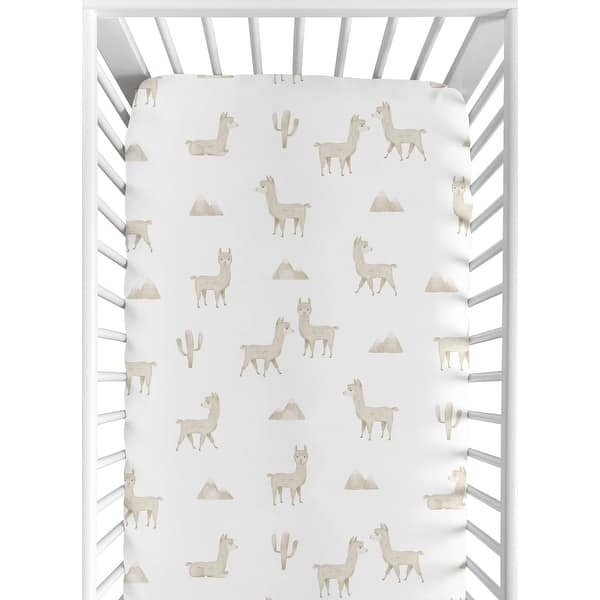 slide 2 of 6, Boho Llama Boy Girl Fitted Crib Sheet - Gender Neutral Beige Taupe Tan Bohemian Southwest Aztec Watercolor Mountain Farmhouse