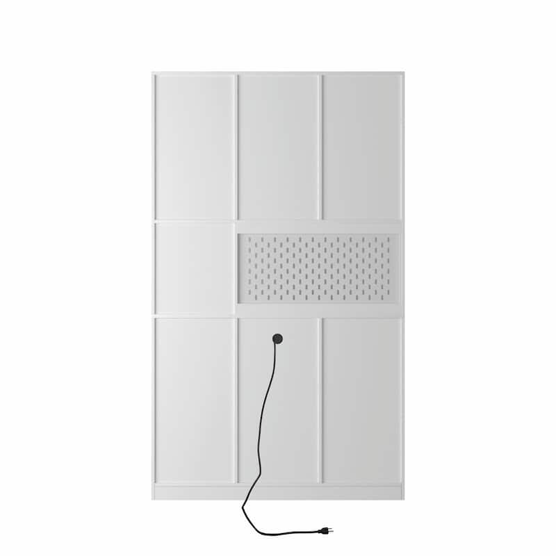 74" Kitchen Pantry Cabinet with Charging Station, Drawer and LED Lights