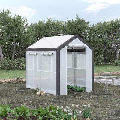 UV-Resistant Plant Nursery Shed with Roll-Up Windows & Zippered Doors, Air Vents, Tear-resistant Garden Shed Greenhouse