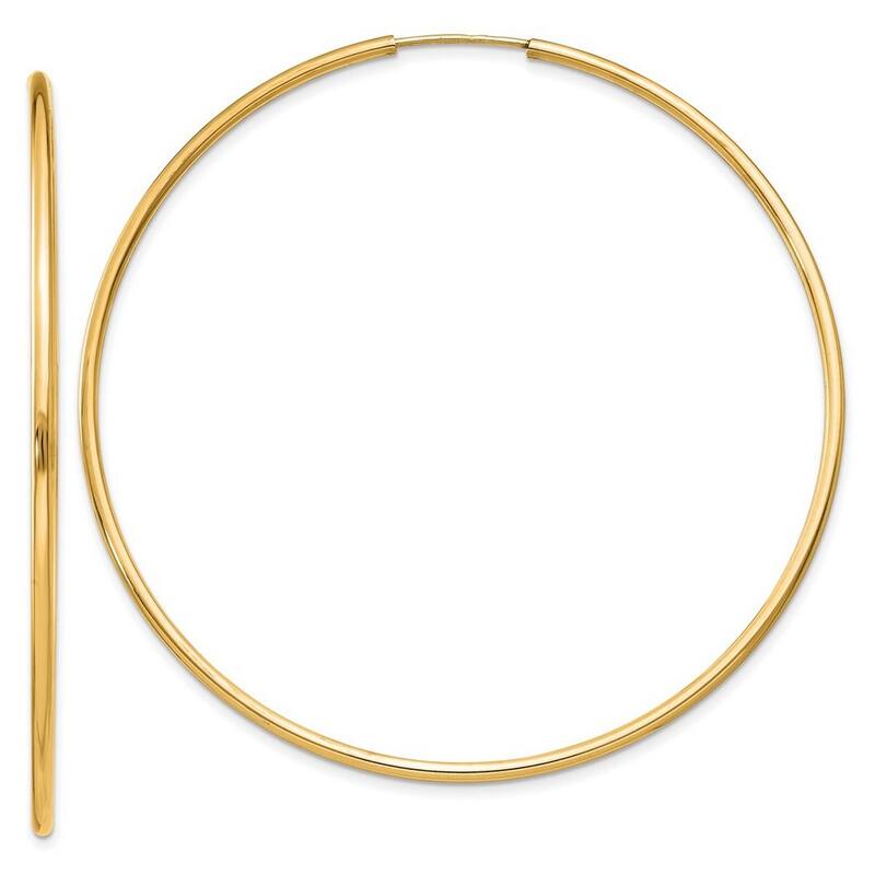 Curata 14k Yellow Polished tube 1.5x16mm Round Endless Hoop Earrings