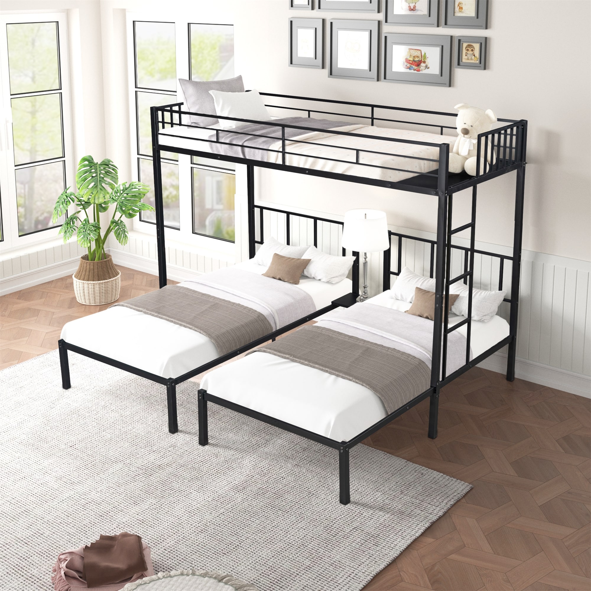 Three store twin beds