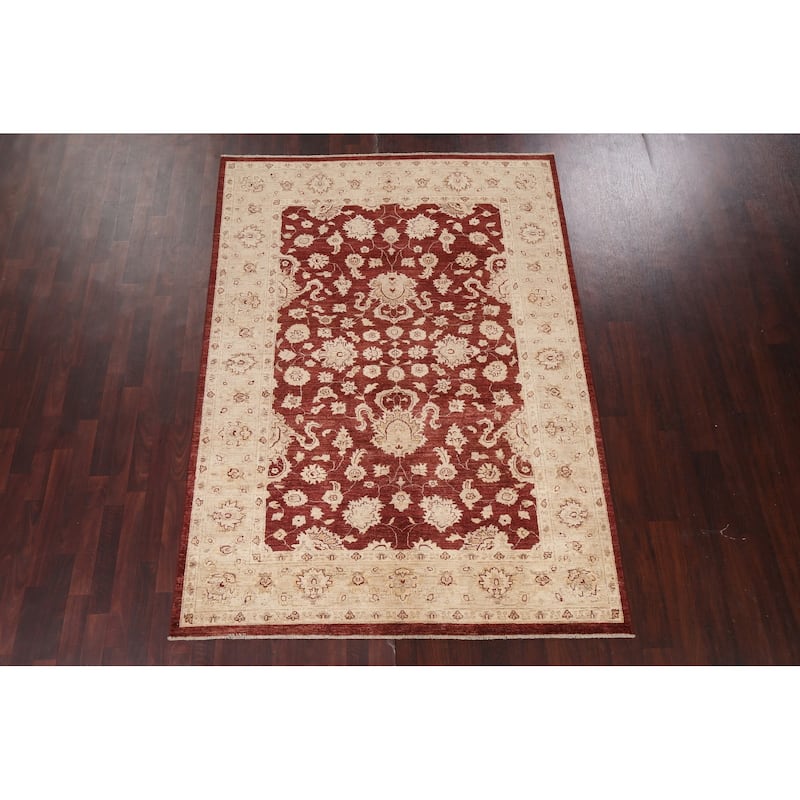 Vegetable Dye Traditional Chobi Peshawar Area Rug Wool Hand-knotted - 5'10" x 8'3"