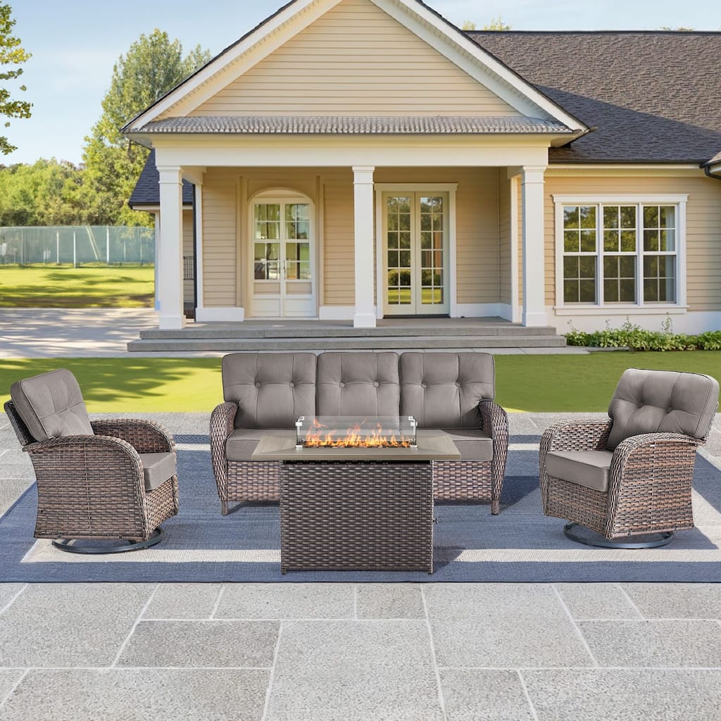 4 Pieces Outdoor Sofa with 41 Inch Fire Table
