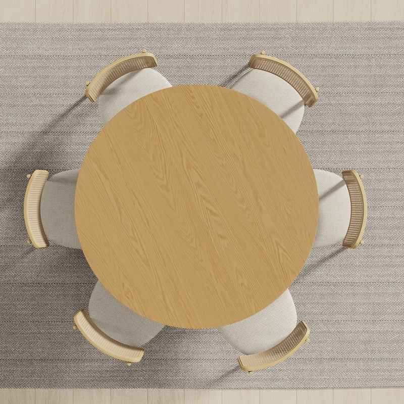 Solid Wood Round Dining Table Kitchen Table for 4-6 with Tabletop and Cylindrical Base for Living/Dining Room Coffee Office