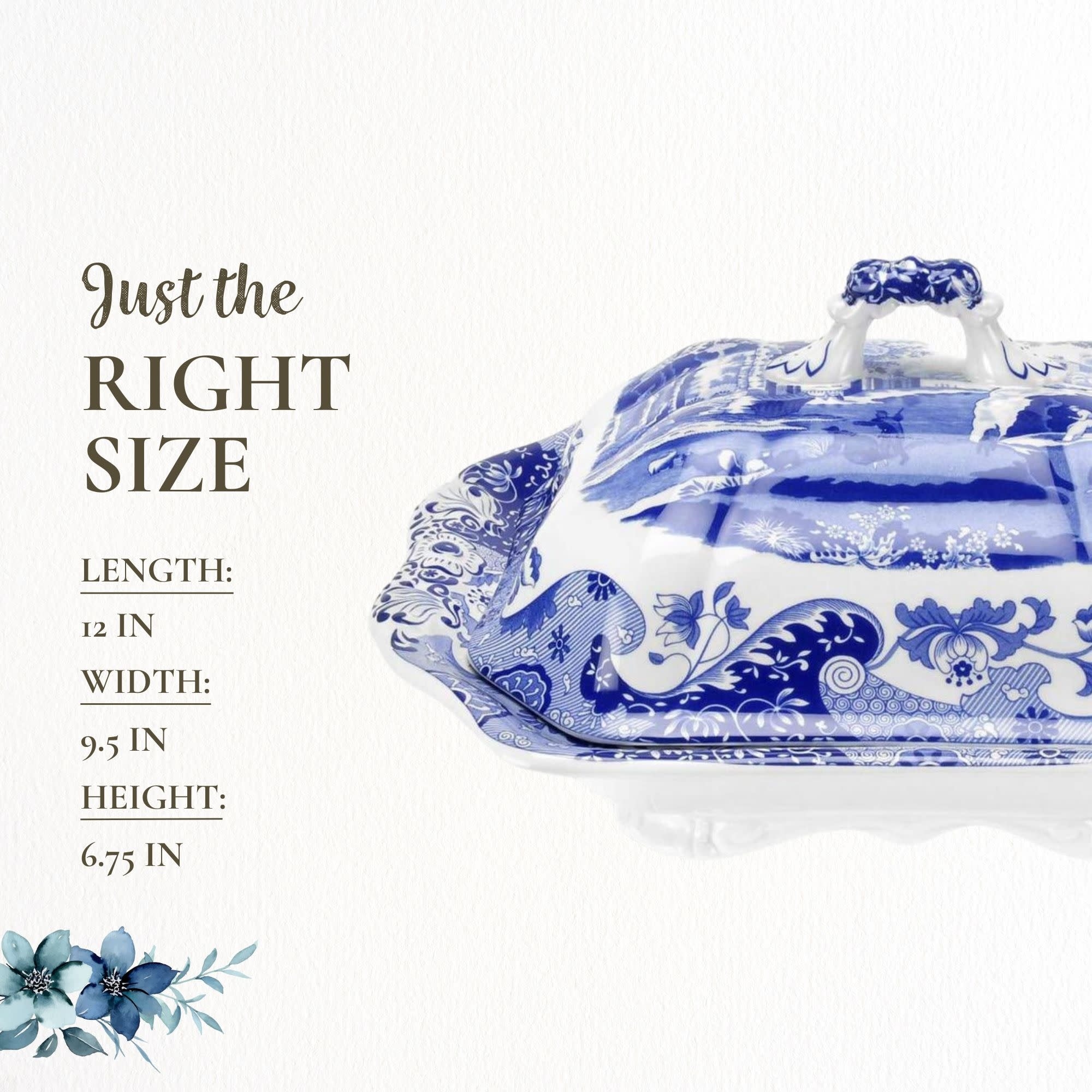 Spode Blue Italian Covered Vegetable Dish 12 in Bed Bath