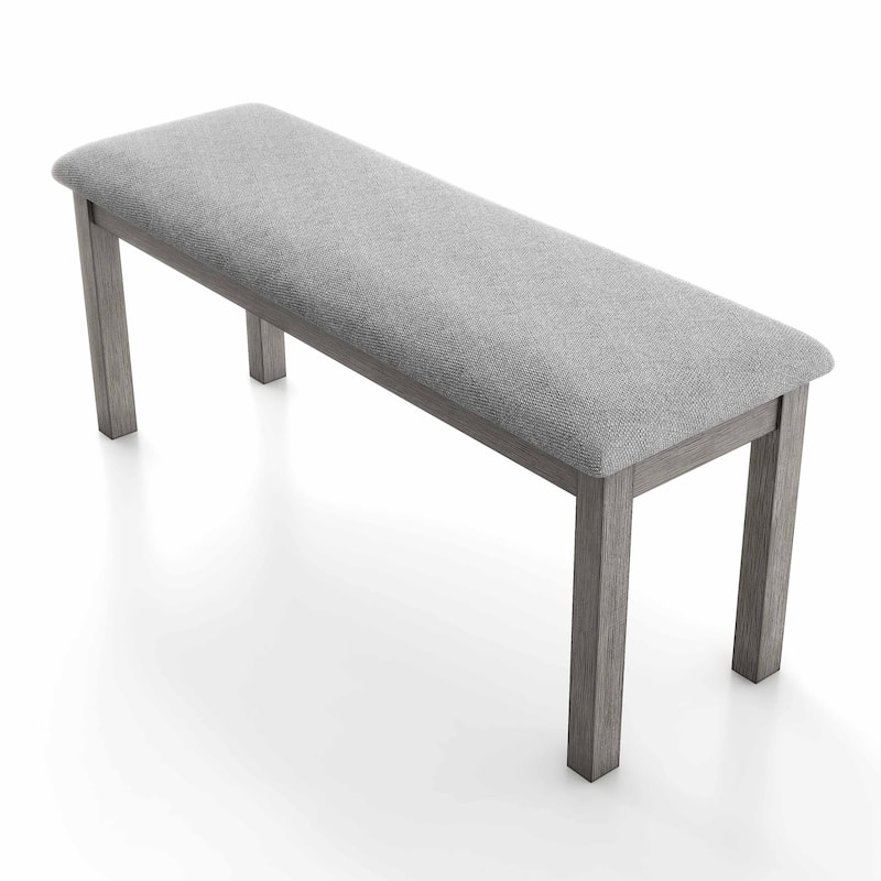 Bura Rustic Grey Upholstered Bench by Furniture of America