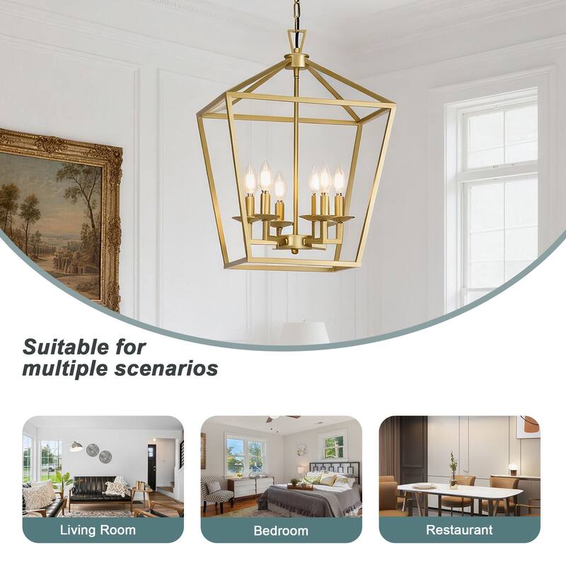 6 Soft Gold Light Pendant - 10.72"x10.72"x24"