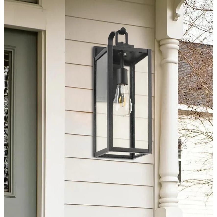 Vintage-Inspired Black Clear Glass Wall Lamp - Overstock