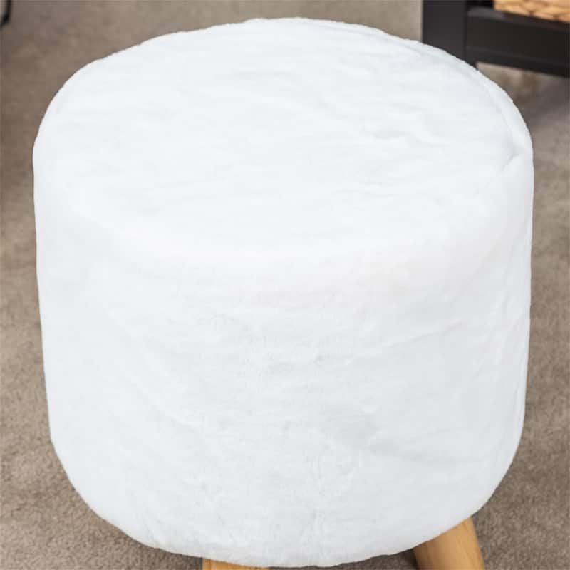 Adeco Round Ottoman Footrest Upholstered Padded Pouf