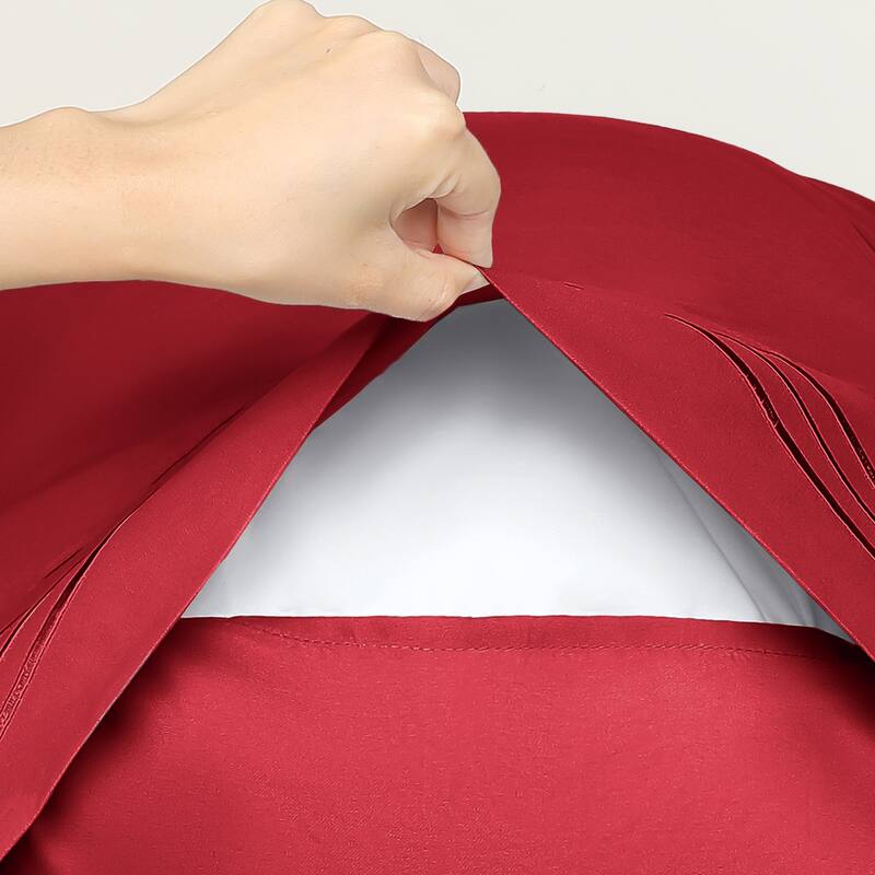 Polyester Pillow Cases Set of 2 for Hair & Skin, Cooling Pillow Covers - Wine Red - Standard (20"x26")