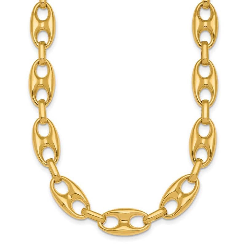 Curata 14k Yellow Gold Italian 10mm Chunky Puffed Mariner Necklace