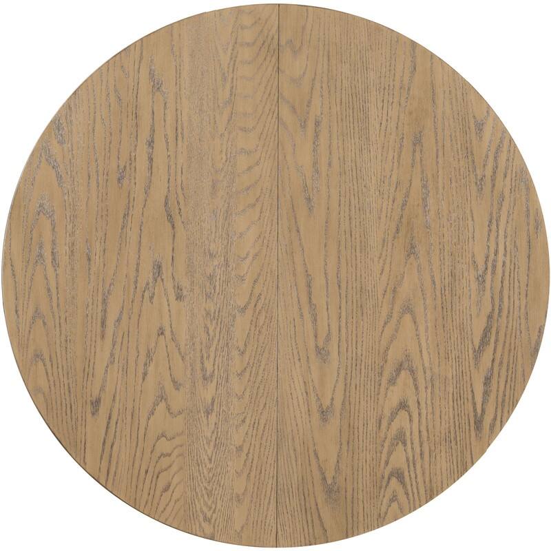 Farmhouse-style Round Extendable Dining Table For Dining Room,Solid Wood Dining Table