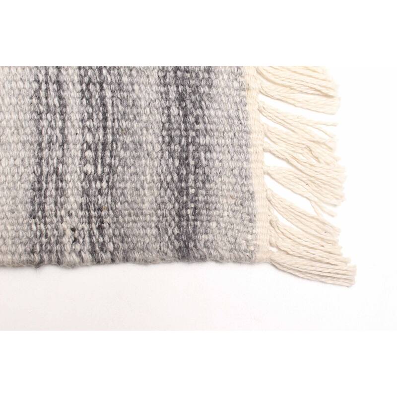 ECARPETGALLERY Flat-Weave Ankara FW Dark Grey Wool Kilim - 5'3 x 7'10