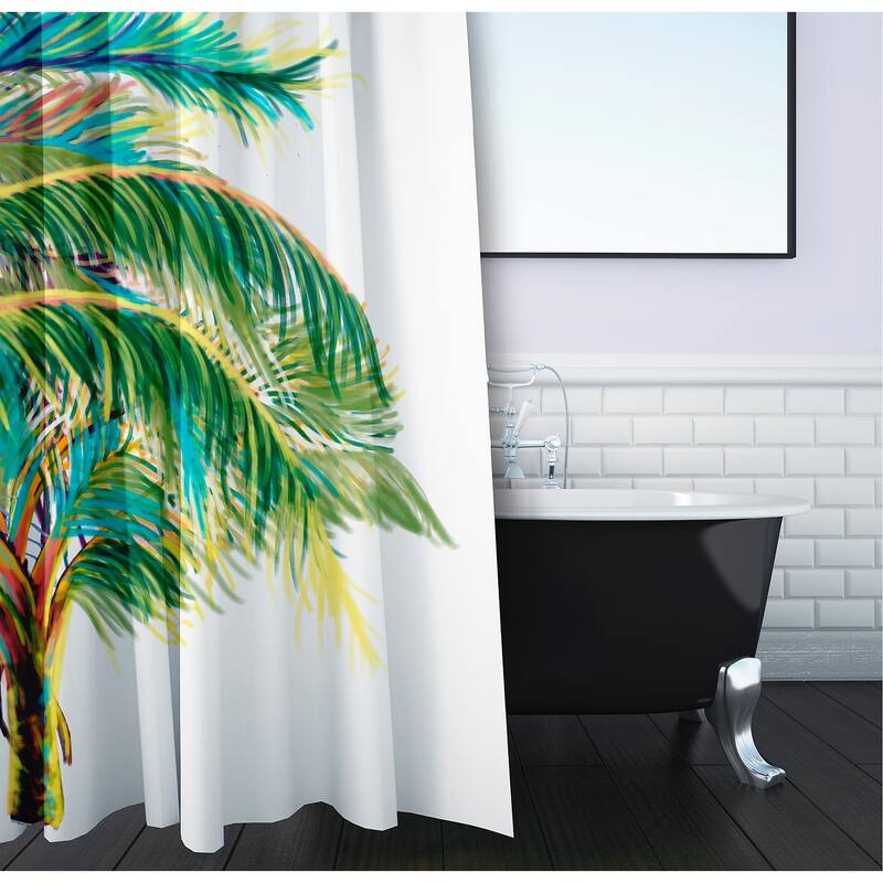 71 x 74-inch Vacation Floral Print Shower Curtain