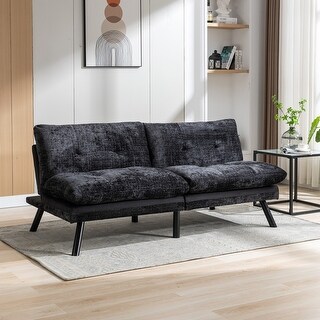 View of Convertible Sofa Bed Loveseat Futon Bed w/Removable Thick Cushion ...