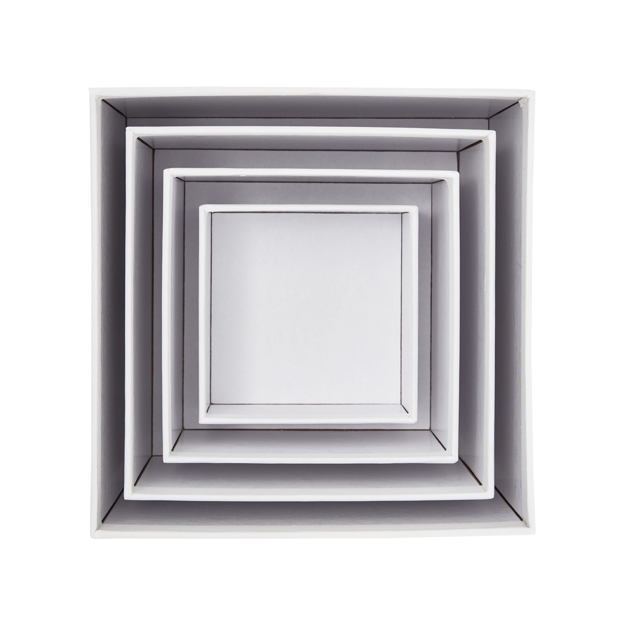 Blue Panda Square Nesting Gift Boxes, 4 Sizes - White - Bed Bath