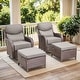 preview thumbnail 170 of 189, Pocassy Outdoor Wicker Sofa with Swivel Chair Fire Pit Table Furniture Set. Brown Wicker & Gray Cushion - 4 Pieces Swivel Chair with Ottoman Set