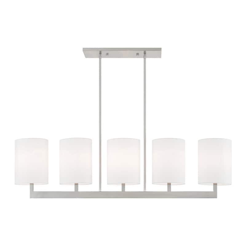 Livex Lighting 5-light Brushed Nickel Chandelier, 42406-91 - 49" L X 7.5" W X 22" - 40" ADJ H