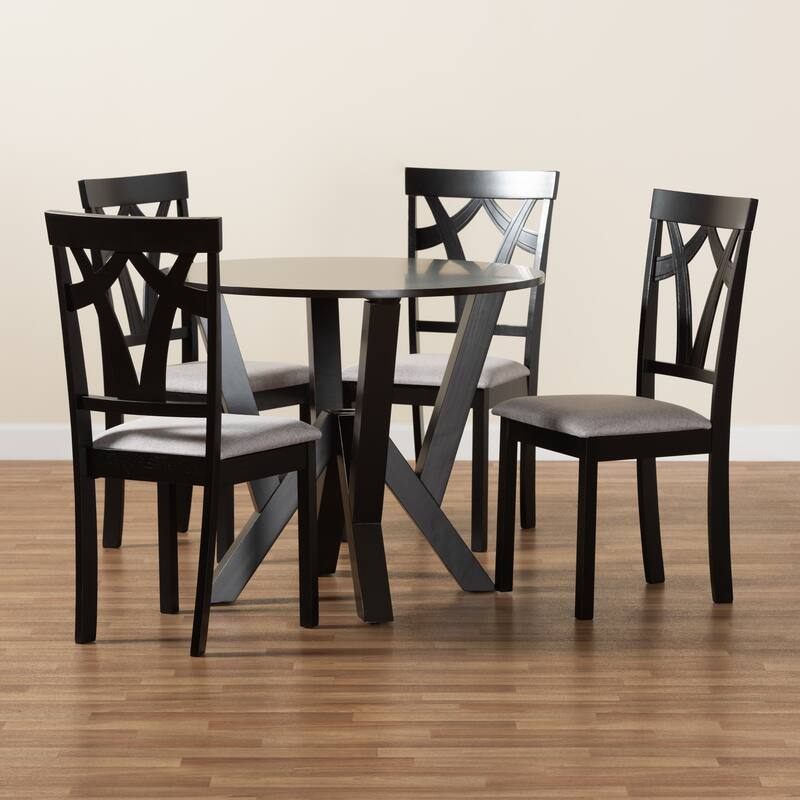 Branca Modern and Contemporary 5-Piece Wood Dining Set-Dark Brown