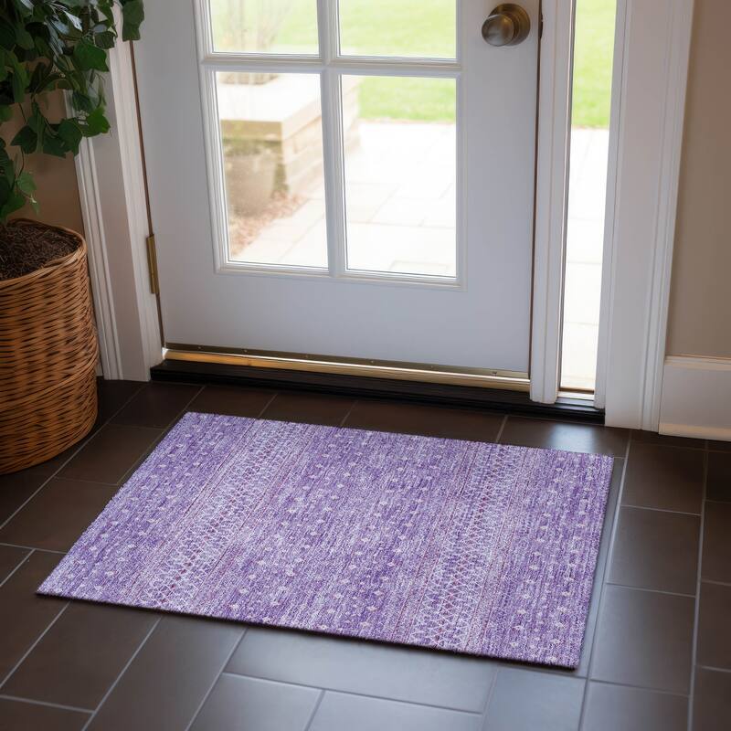 Machine Washable Indoor/ Outdoor Chantille Morrocan Boho Rug - Lavender - 1'8" x 2'6"