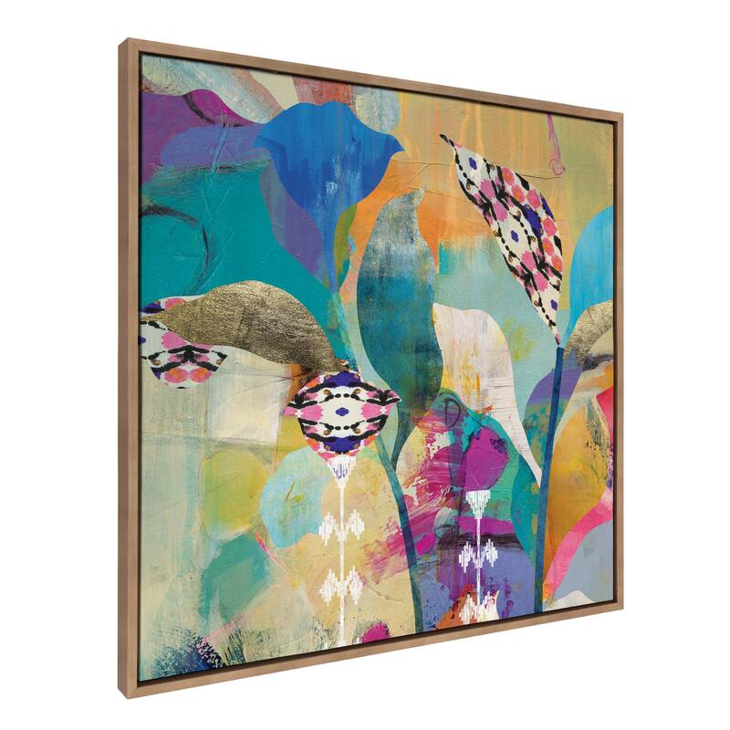 Kate and Laurel Sylvie Abstract Flower Love Framed Canvas by Nikki Chu - 30x30 - Gold