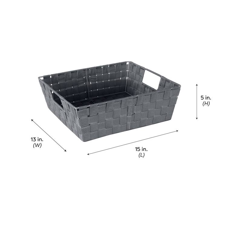Simplify Medium Woven Storage Shelf Bin in Grey - 13"x15"x5"