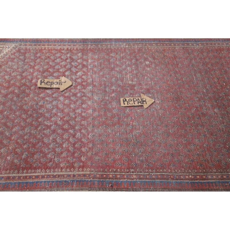 Hand Knotted Oriental 100% Wool Carpet Traditional All-Over Red Botemir Area Rug - 6' 5'' X 4' 1''