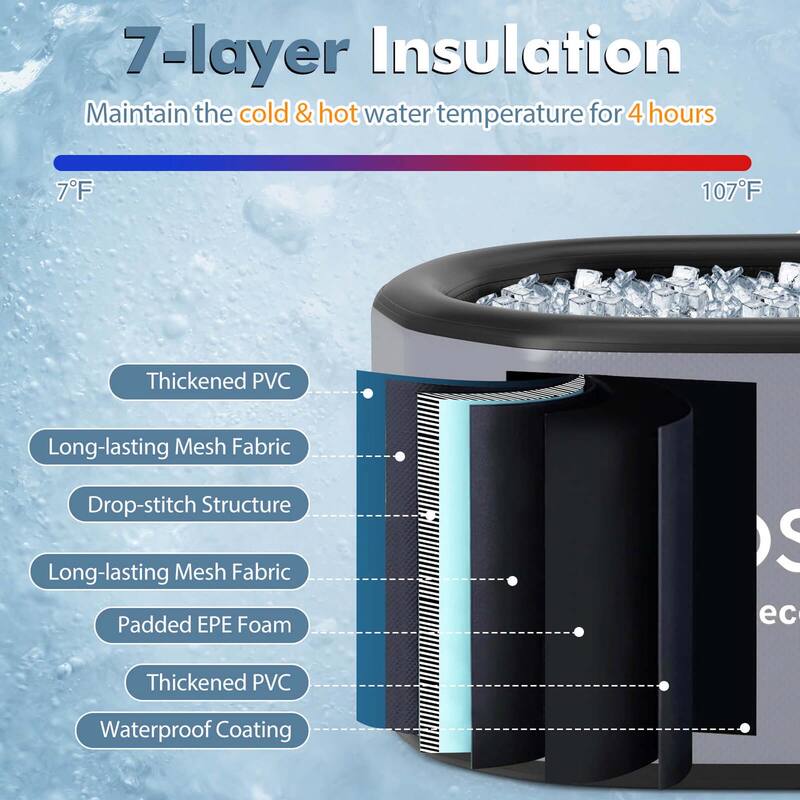 Costway XL 129 Gal Oval Ice Bath Tub for Athletes with Cover Hand Pump - See Details