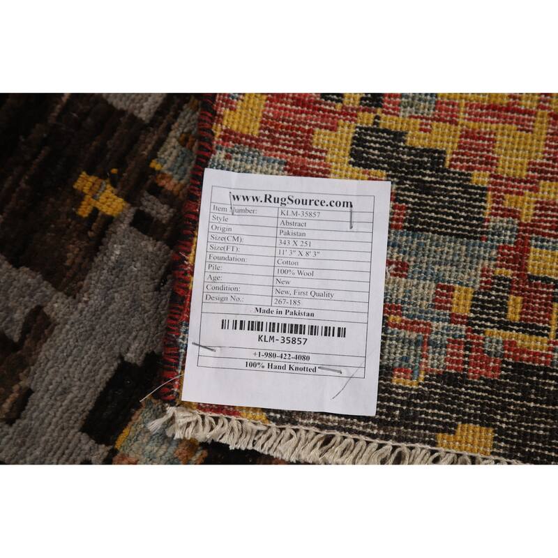 Contemporary Abstract Oriental Area Rug Hand-Knotted Wool Carpet - 8'3" x 11'3"