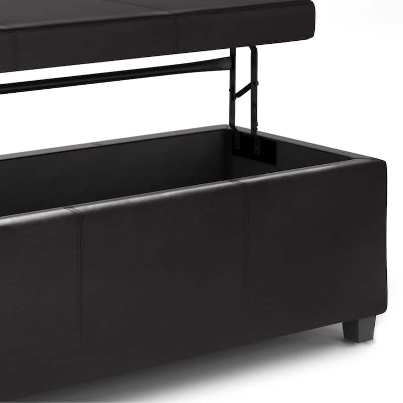 WYNDENHALL Franklin 44 inch Wide Contemporary Rectangle Storage Ottoman in Faux Leather