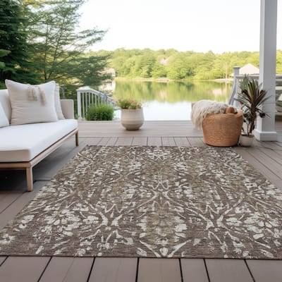 Machine Washable Indoor/ Outdoor Chantille Distressed Traditional Rug