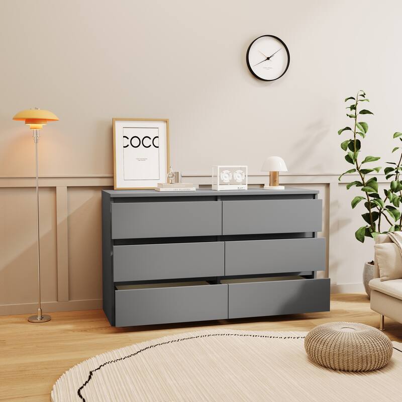 Modern Drawer Dresser Large Capacity Storage Cabinet with 6 Drawers, for Bedroom Living Room Entrance Hallway, Green