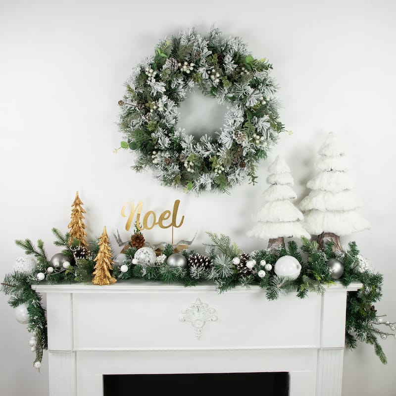 6' Green Pine Frosted Artificial Christmas Garland with Pinecones and Ornaments Unlit