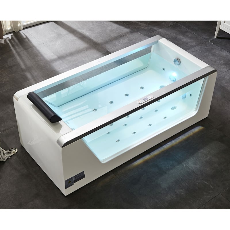 Eago Alfi Trade 71" Free Standing Acrylic Air Tub with Right Drain, - White