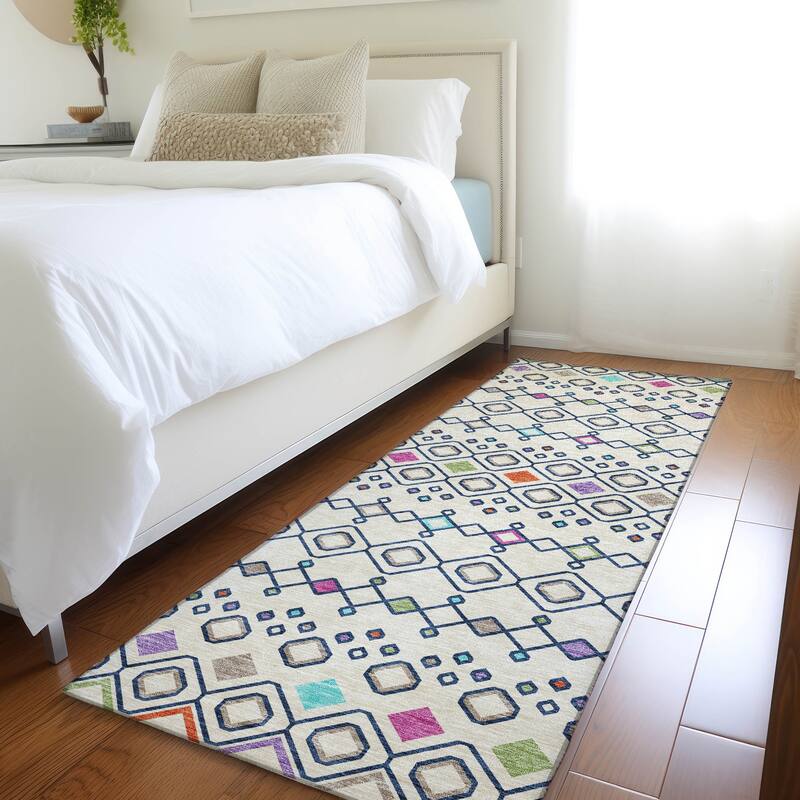 Premium Washable Super Soft Moroccan Global Mayfield Rug - Linen - 2'3" x 7'6"