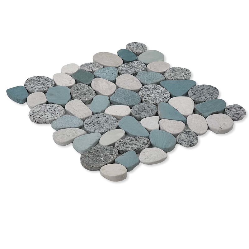 Cruz Bay Studio XS3 Sliced Pebble - 11" x 11" Pebble and Rock Floor - Tan Natural