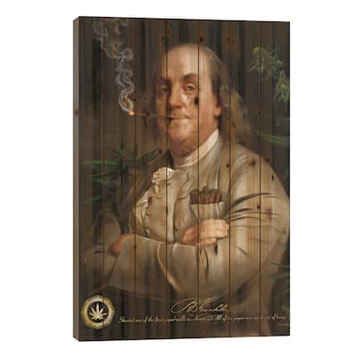 Ben's Cigar Print On Wood by JJ Brando - Multi-Color