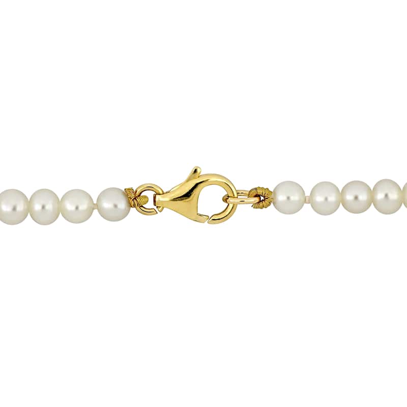 Miadora 3.5-7mm Cultured Freshwater Pearl Station Necklace with 10k Yellow Gold Clasp-17 in