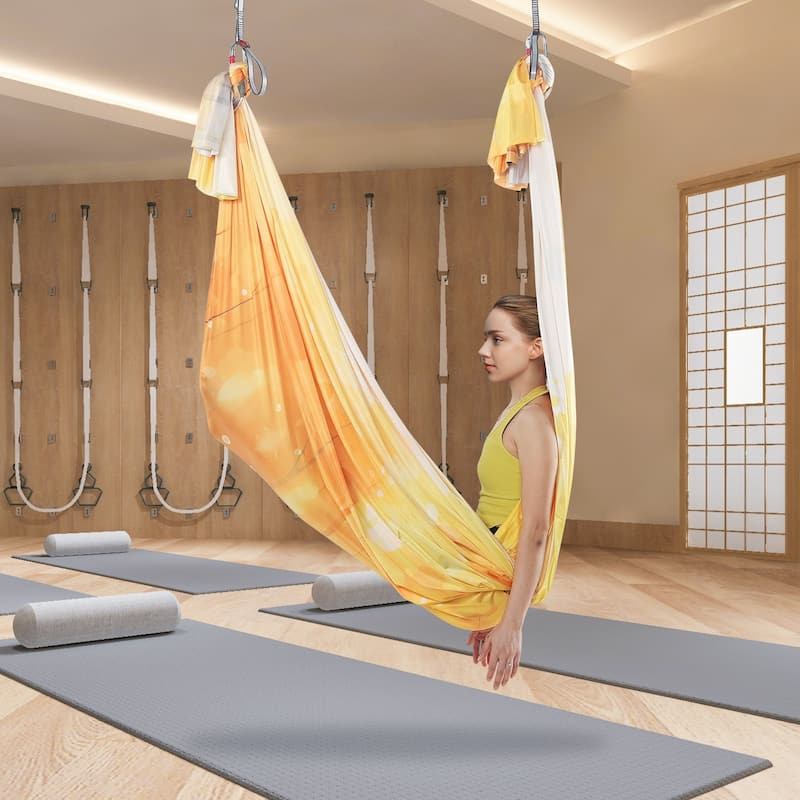 Aerial Yoga Hammock & Swing Kit 5.5 Yards with Full Rigging Hardware - Gradient-Gold