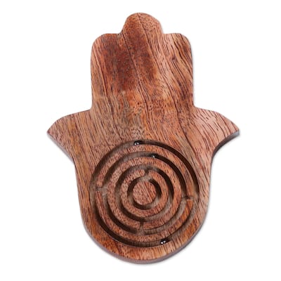 Novica Handmade Hamsa Roads Wood Maze Game