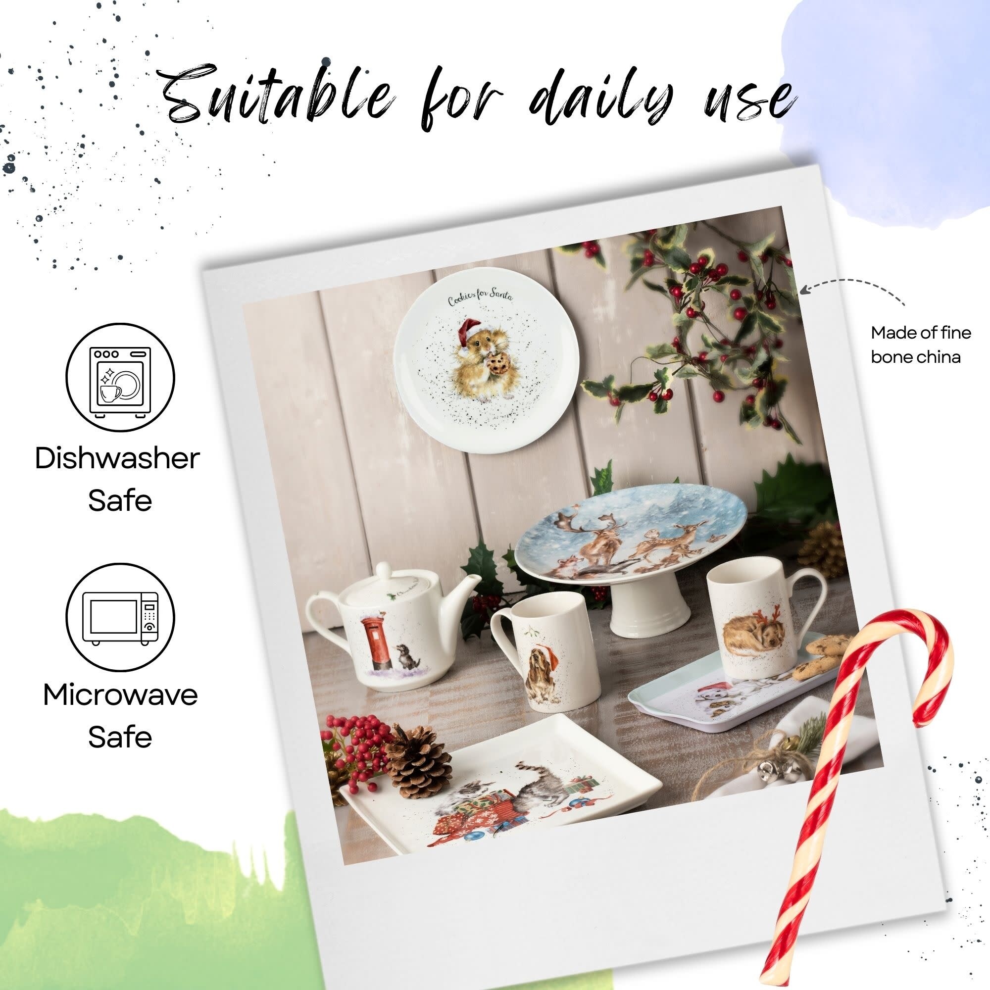 Worcester クリスマスアニバーサリー皿 2枚セット Royal Worcester Wrendale Designs Christmas Plate - 8 Inch - Bed