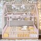 preview thumbnail 15 of 40, Full Size Metal Bed House Bed Frame with Fence and Four Metal Grid Shelves Pink