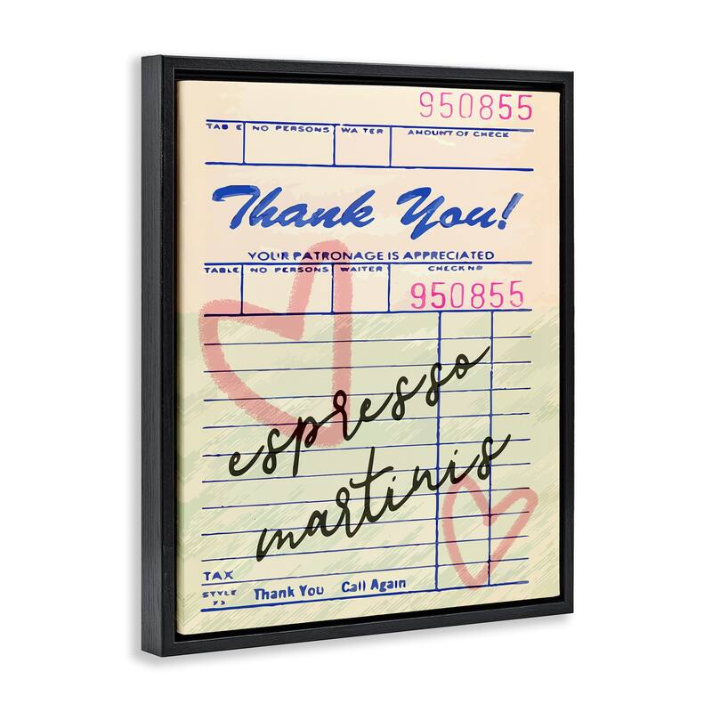 Stupell Espresso Martinis Guest Check Framed Floater Canvas Wall Art Design By Lil' Rue
