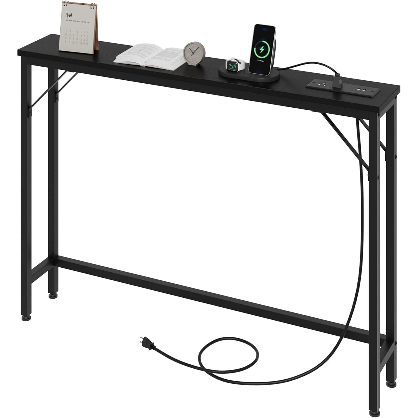 Narrow black deals sofa table