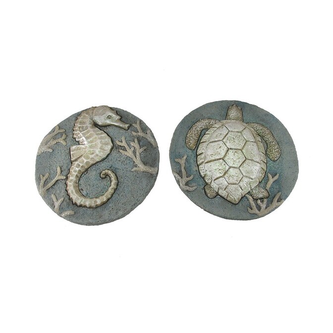 Shop Set Of 2 Seahorse And Sea Turtle Cement Garden Stepping