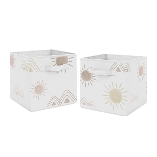 slide 2 of 4, Boho Desert Sun Foldable Fabric Storage Bins - Blush Pink Mauve Gold Taupe Bohemian Watercolor Mountains Southwest Nature